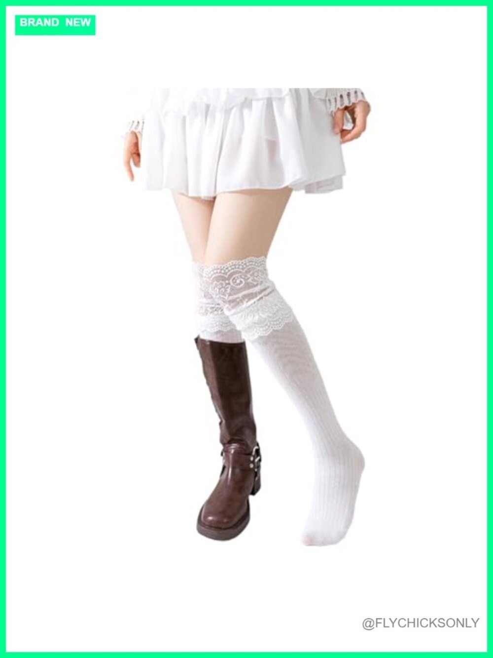 Soft Cozy Knee High Socks with Lace Trim for Women Casual Sport Fashion